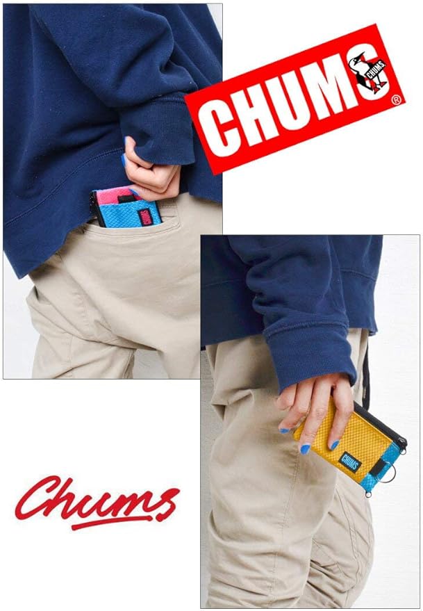 Chums Surfshorts Wallet - Lightweight Slim Wallet w/RFID Blocking Card - Zippered, Minimalist Wallet w/Key Ring - Patterns