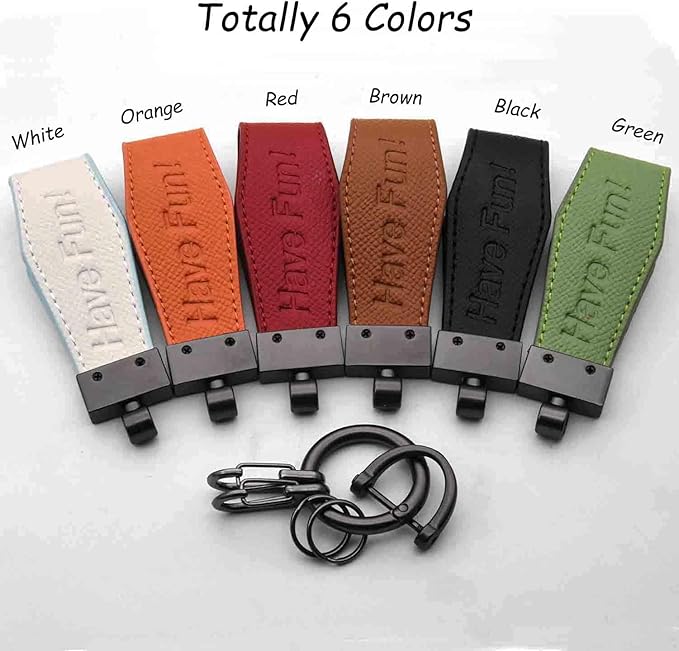 Liangery Keychain for Men Women Leather Car Key Chain With 5 Key Rings-Drive Safely Have Fun Keychain Holder for Keys
