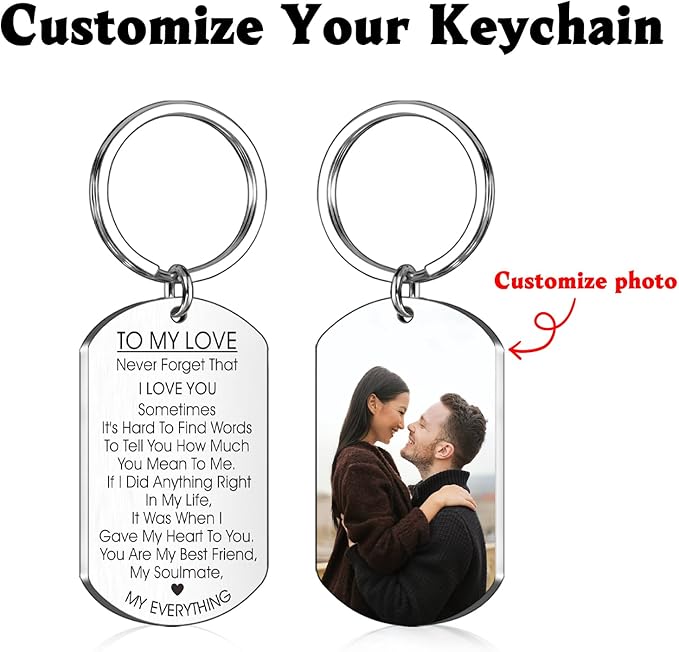 to My Love Keychain Gift for Husband Wife Anniversary Valentines Birthday Boyfriend Girlfriend Jewelry for Him Her Women Men