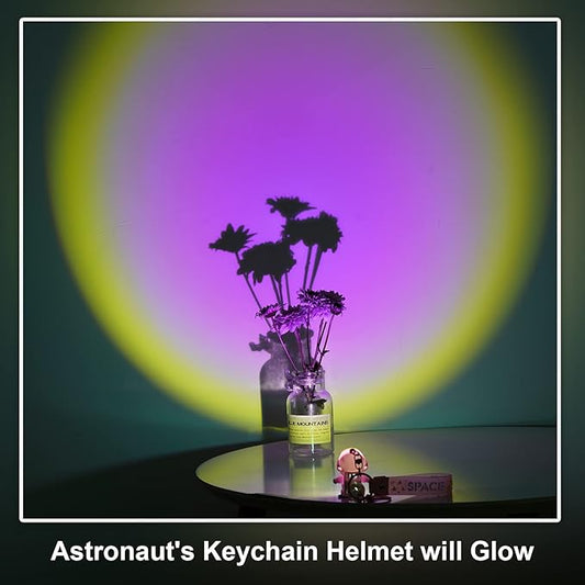 YOU WIZV Astronaut Keychain, Cute Kawaii Anime Cool Keychains for Backpacks, Space Keychains with Sunset Light for Women Men