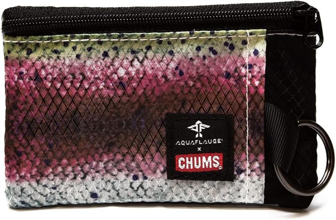 Chums Surfshorts Wallet - Lightweight Slim Wallet w/RFID Blocking Card - Zippered, Minimalist Wallet w/Key Ring - Patterns