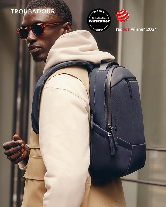 Troubadour Apex Backpack 3.0 - Premium Waterproof Laptop Backpack Fits Up to 17" - Ergonomic Design for Work and Travel - Stylish Backpack with 5-Year Guarantee - Navy