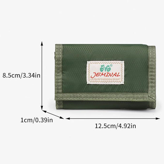 ＪＭ ＪＥＭＩＮＡＬ 杰米路 JEMINAL Tri-fold canvas ultra-thin waterproof wallet men's and women's keychain wallet (Green)