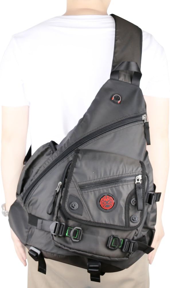 Large Sling Bag Laptop Backpack Cross Body Messenger Bag Shoulder Travel Rucksack (A-Black)