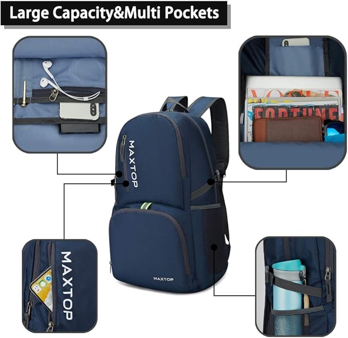 MAXTOP 40/50L Lightweight Packable Backpack for Hiking Traveling Camping Water Resistant Foldable Outdoor Travel Daypack