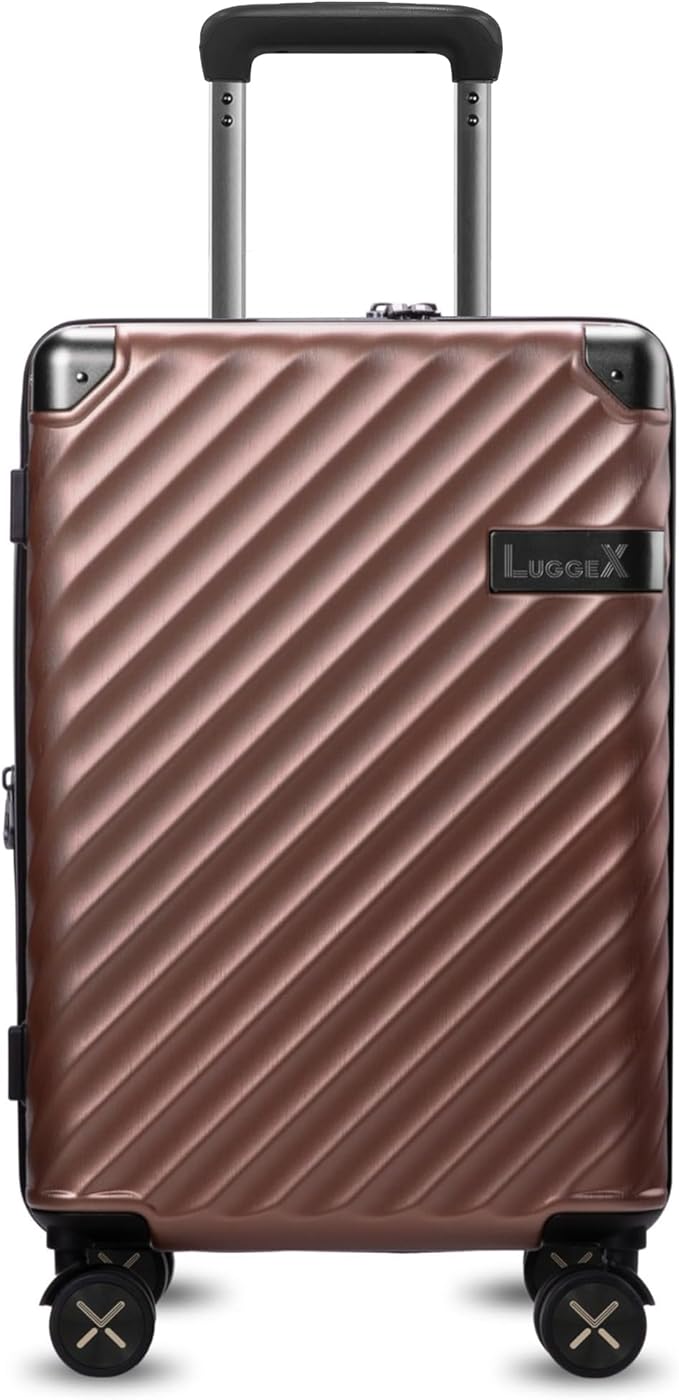 LUGGEX Luggage with Spinner Wheels, Polycarbonate Expandable Hard Shell Suitcase, Carry On 20 Inch, Pink Rose