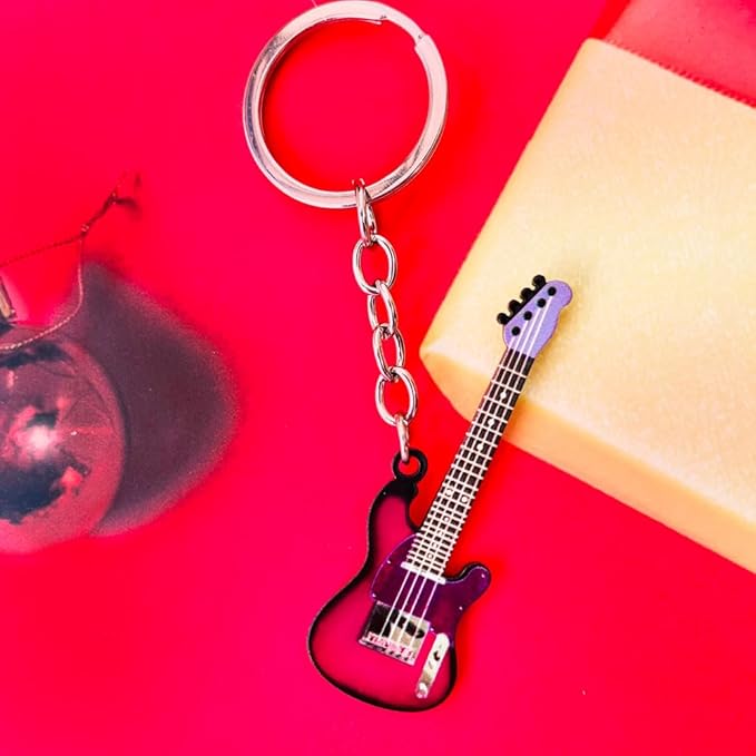 guitar keychain gift for Men Mini Cute Bass Key Chain Ring for Kids High-end Car Keyring Electric Guitar Key Holder