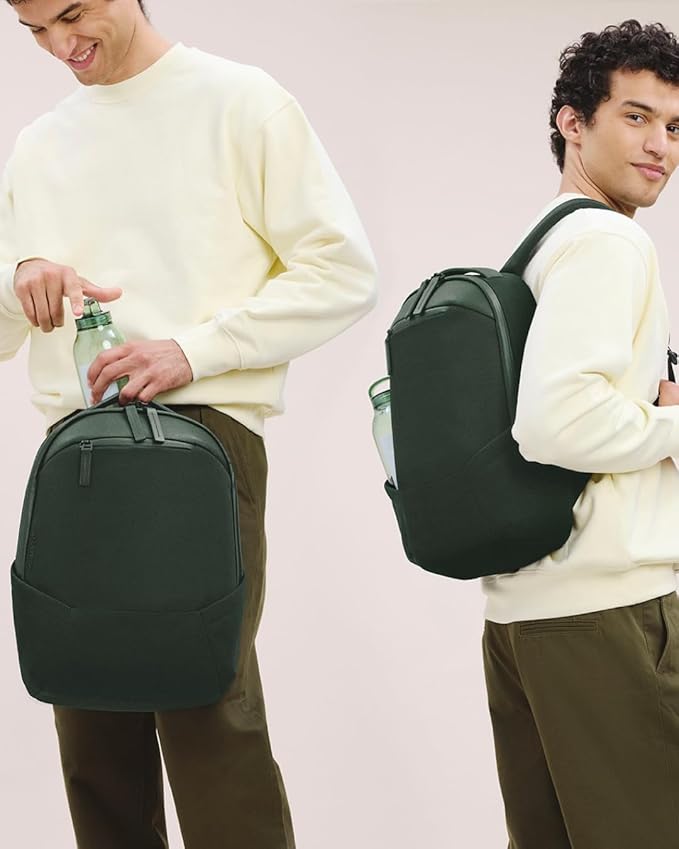 Troubadour Apex Compact Backpack 3.0 - Ultimate Work & Travel Laptop Backpack - 15" Padded Laptop Pocket - Waterproof, Lightweight, Spacious - Innovative Pockets - Made From Recycled Materials - Green