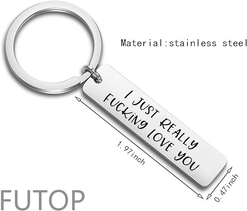 FUTOP I Just Really Fucking Love You Keychain for Boyfriend, Girlfriend Long Distance Gift