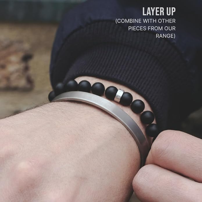 LUXAR Men's Titanium Cuff Bracelet | Solid Titanium Minimalist Bracelet Designed for Men | Available in Medium and Large Sizes | Explore the World of Luxar
