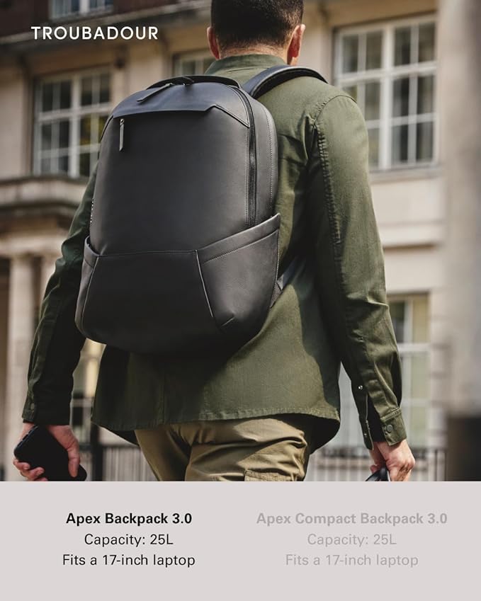 Troubadour Apex Leather Backpack - Innovative Waterproof Leather Laptop Backpack Fits Up to 16" - Ergonomic Design for Ultimate Comfort and Function - 5-Year Guarantee