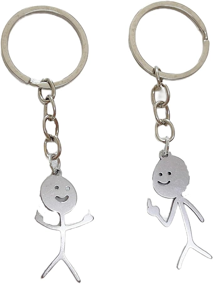Line Drawing Keychains, Fun Hand Gesture Designs, Funny Middle Finger Open Key Fob, Unique Couple Friendship Gifts