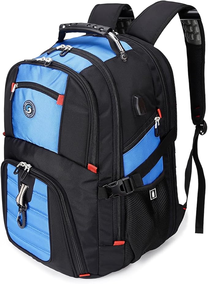 SHRRADOO Extra Large 50L Travel Laptop Backpack with USB Charging Port, College Backpack Airline Approved Business Work Bag Fits 17 Inch Computer for Men Women