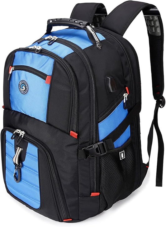 SHRRADOO Extra Large 50L Travel Laptop Backpack with USB Charging Port, College Backpack Airline Approved Business Work Bag Fits 17 Inch Computer for Men Women