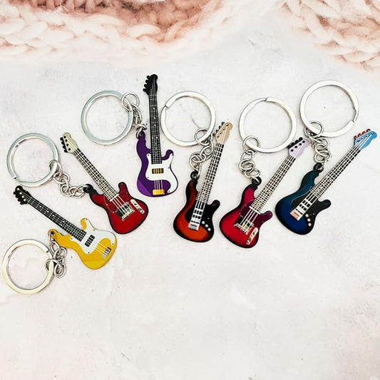 guitar keychain gift for Men Mini Cute Bass Key Chain Ring for Kids High-end Car Keyring Electric Guitar Key Holder