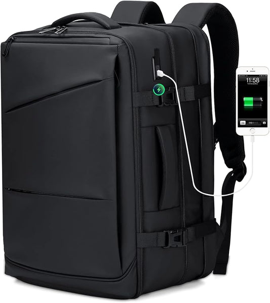 FENRUIEN Travel Carry-On Backpack 41L Expandable 17.3inch Laptop Backpack Airplane Approved Large Capacity College Day Pack Waterproof with USB Port for Men & Women