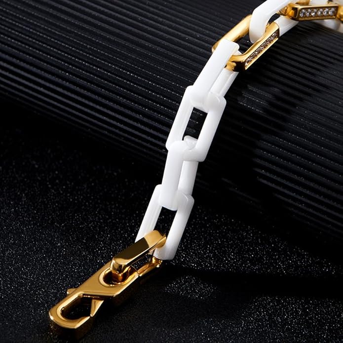 EVANYIZHOU Men's Cuban Link Bracelet - Black/Blue/White Ceramic Chain Bracelet for Men,Skin-Friendly & Durable,Gift for Husband, Dad (Valentine's, Christmas