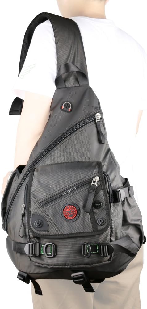 Large Sling Bag Laptop Backpack Cross Body Messenger Bag Shoulder Travel Rucksack (A-Black)