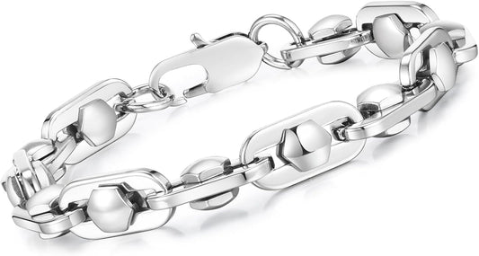 VNOX Link Chain Bracelets for Men - Cool Mens Bracelets Diamond-Cut Paperclip Solid Chain Bracelet Chunky Stainless Steel Jewelry Trendy Gifts