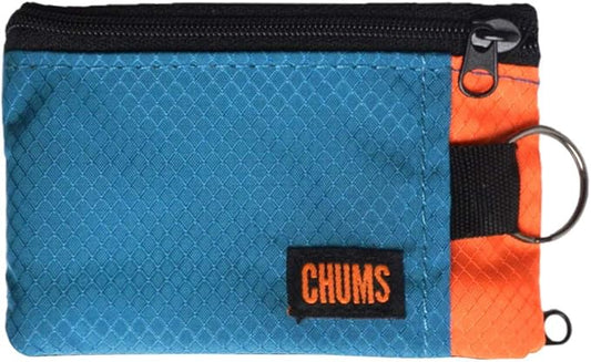 Chums Surfshorts Wallet - Lightweight Slim Wallet w/RFID Blocking Card - Zippered, Minimalist Wallet w/Key Ring - Patterns
