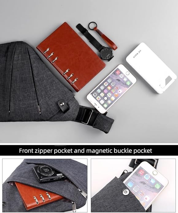 Crossbody Leisure Chest Bag with Shoulder Strap - Anti Theft Travel Slim Sling Bag