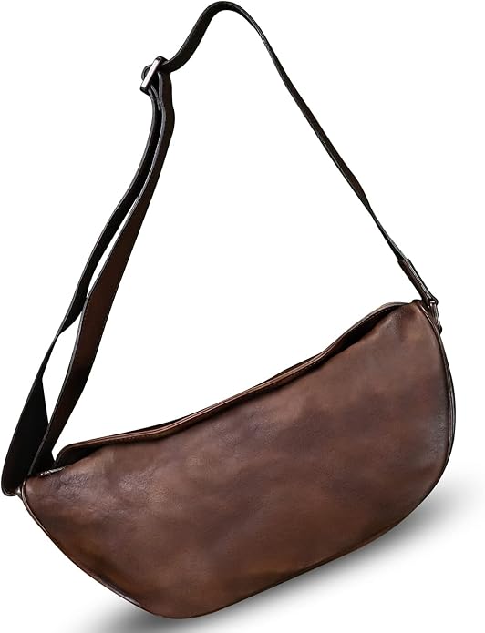 Genuine Leather Sling Bag Crossbody Casual Daypack Vintage Handmade Hiking Chest Shoulder Backpack Motorcycle Bag