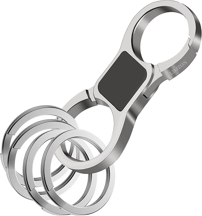 Key Chain Quick Release Spring with 4 Key Rings Car Keychain for Men and Women