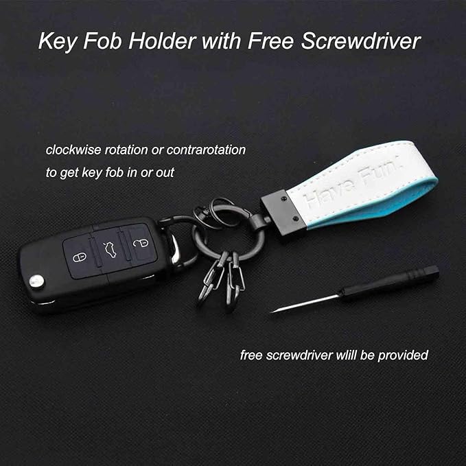 Liangery Keychain for Men Women Leather Car Key Chain With 5 Key Rings-Drive Safely Have Fun Keychain Holder for Keys