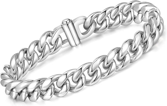 VNOX Link Chain Bracelets for Men - Cool Mens Bracelets Diamond-Cut Paperclip Solid Chain Bracelet Chunky Stainless Steel Jewelry Trendy Gifts