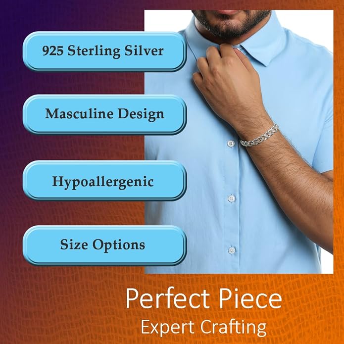 Celestara Jewelry, 925 Sterling Silver Cuban Link Chain, Italian-Made Solid Chain Bracelet and Necklace for Men & Women - (Premium Leather Gift Box Included)