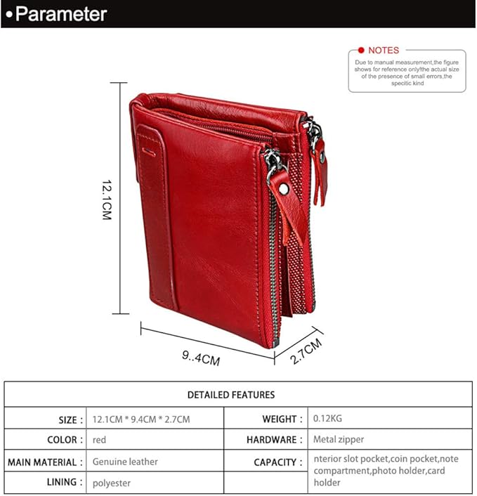 shuainiu Men's Folding Double Zip Wallet RFID Blocks Retro Short Coin Purse