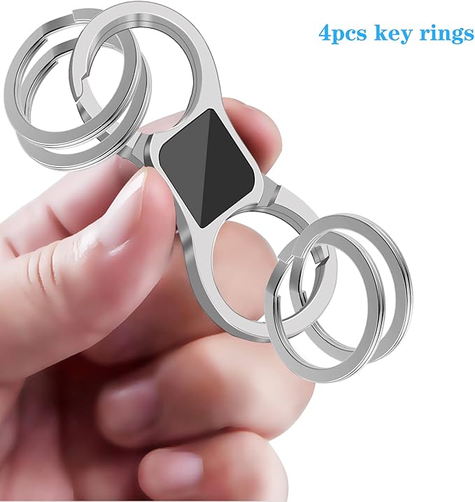 Key Chain Quick Release Spring with 4 Key Rings Car Keychain for Men and Women