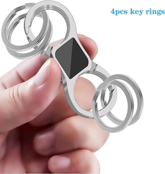 Key Chain Quick Release Spring with 4 Key Rings Car Keychain for Men and Women