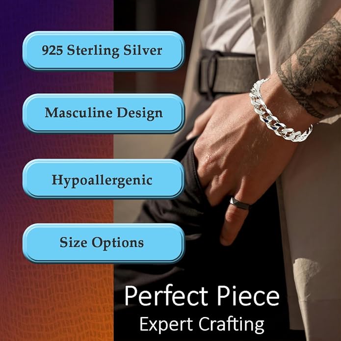 Celestara Jewelry, 925 Sterling Silver Cuban Link Chain, Italian-Made Solid Chain Bracelet and Necklace for Men & Women - (Premium Leather Gift Box Included)