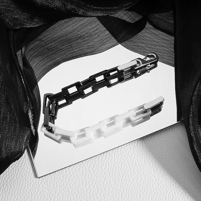 EVANYIZHOU Men's Cuban Link Bracelet - Black/Blue/White Ceramic Chain Bracelet for Men,Skin-Friendly & Durable,Gift for Husband, Dad (Valentine's, Christmas