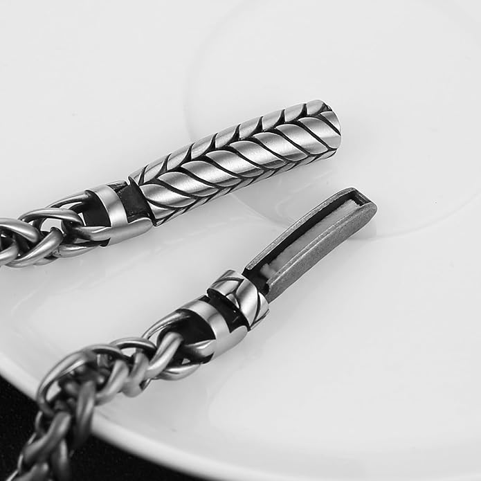 HZMAN 8.5In Link Bracelet for Men 8mm Wide Stainless Steel Fragrance/Essential Oil Relaxing Stress Relieving Rope Chain/Square Box Chain Bracelet