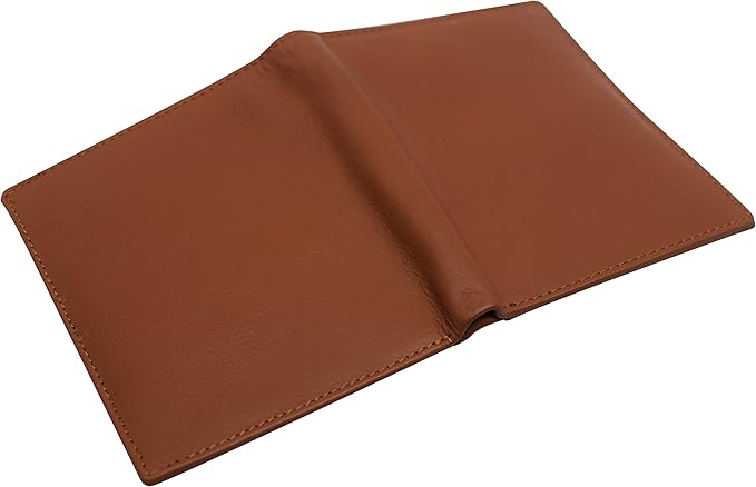 RFID Blocking Bifold Hipster Credit Card Wallet Premium Lambskin Leather (CN Tan)