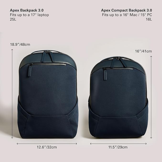 Troubadour Apex Compact Backpack 3.0-16L Premium Laptop Backpack - Ergonomic & Water Resistant - Designed for Work and Travel - Navy