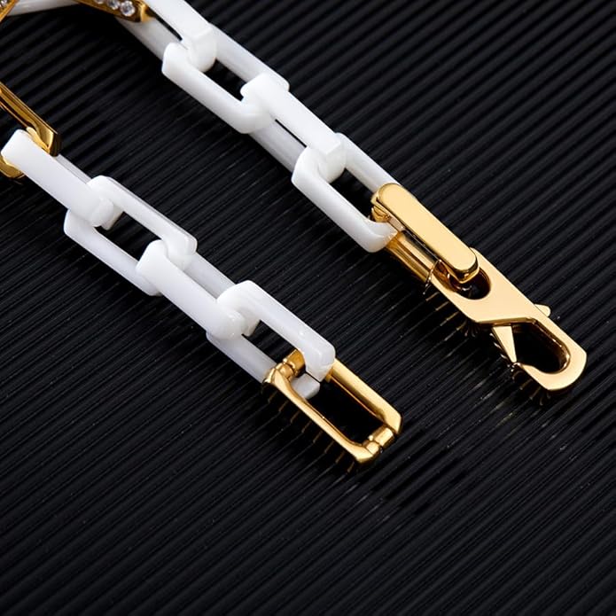 EVANYIZHOU Men's Cuban Link Bracelet - Black/Blue/White Ceramic Chain Bracelet for Men,Skin-Friendly & Durable,Gift for Husband, Dad (Valentine's, Christmas