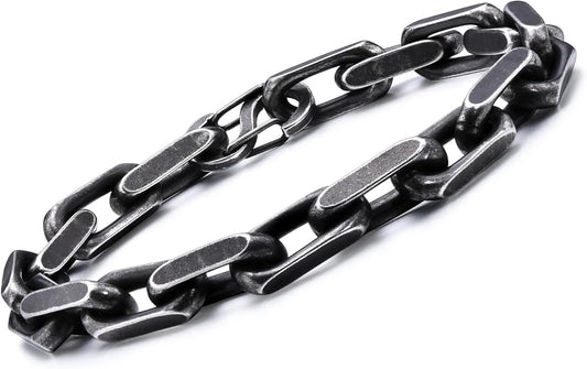 VNOX Link Chain Bracelets for Men - Cool Mens Bracelets Diamond-Cut Paperclip Solid Chain Bracelet Chunky Stainless Steel Jewelry Trendy Gifts