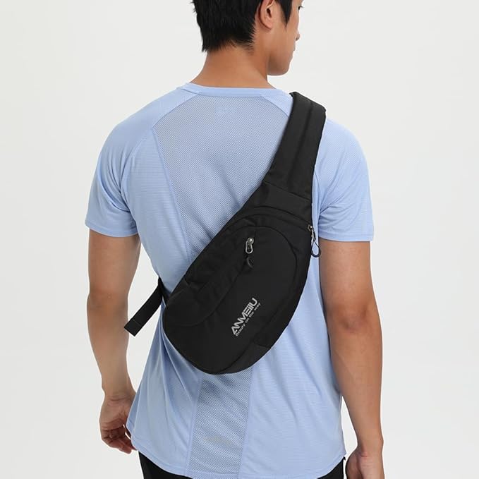 Men's and women's shoulder bags, small shoulder bags, crossbody chest bags, outdoor sports shoulder bags, hiking bags (black)