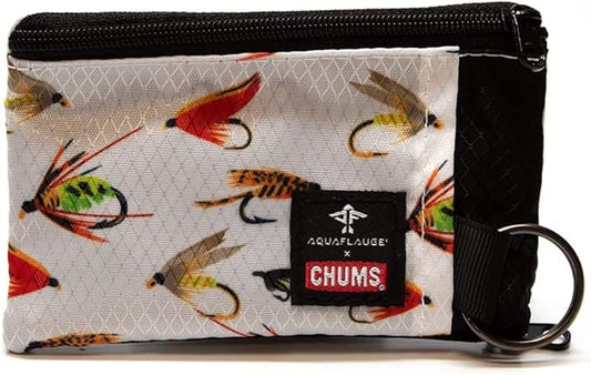 Chums Surfshorts Wallet - Lightweight Slim Wallet w/RFID Blocking Card - Zippered, Minimalist Wallet w/Key Ring - Patterns