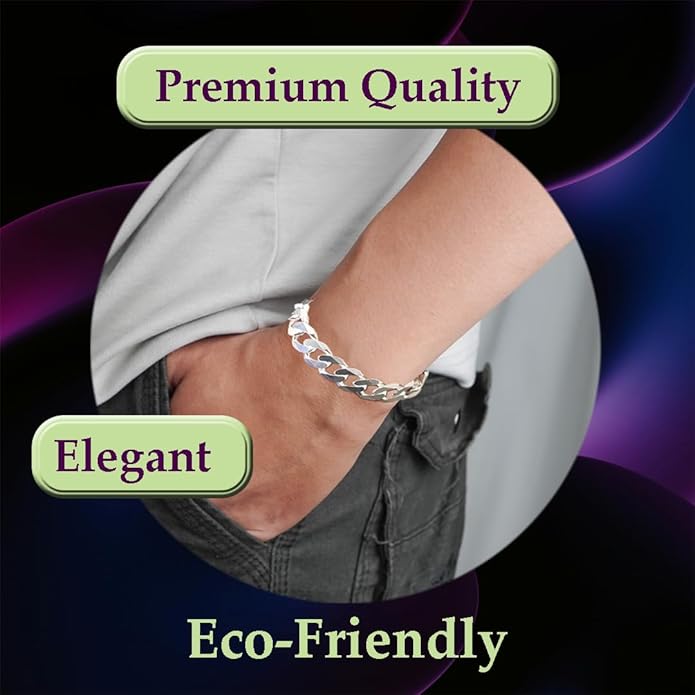 Celestara Jewelry, 925 Sterling Silver Cuban Link Chain, Italian-Made Solid Chain Bracelet and Necklace for Men & Women - (Premium Leather Gift Box Included)