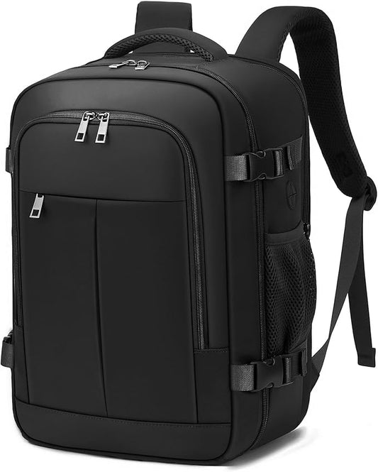 Travel Laptop Backpack, Carry on Backpack, 15.6 Inch Durable Business Work Bag with USB Port, Water Resistant Rucksack Book Computer Bag Gifts for Women Men, Black