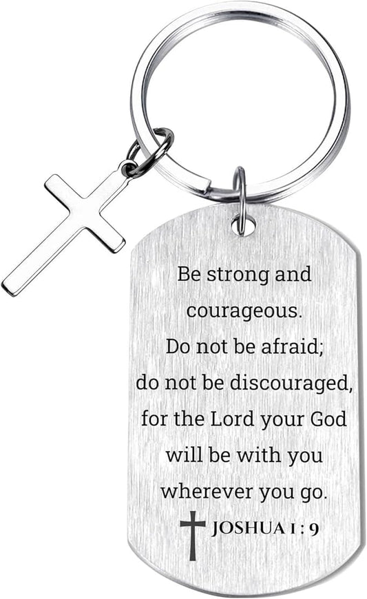 Inspirational Scripture Keychain with Cross - Bible Verse Matte Key Chain Religious Gift for Christian