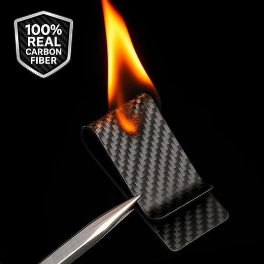SERMAN BRANDS Carbon Fiber Money Clip for Men – Slim RFID Money Clip Wallet, Minimalist Front Pocket EDC Wallet Cash Holder & Credit Card Holder -100% Real Carbon Fiber Wallet
