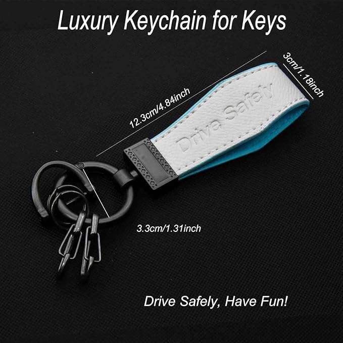 Liangery Keychain for Men Women Leather Car Key Chain With 5 Key Rings-Drive Safely Have Fun Keychain Holder for Keys