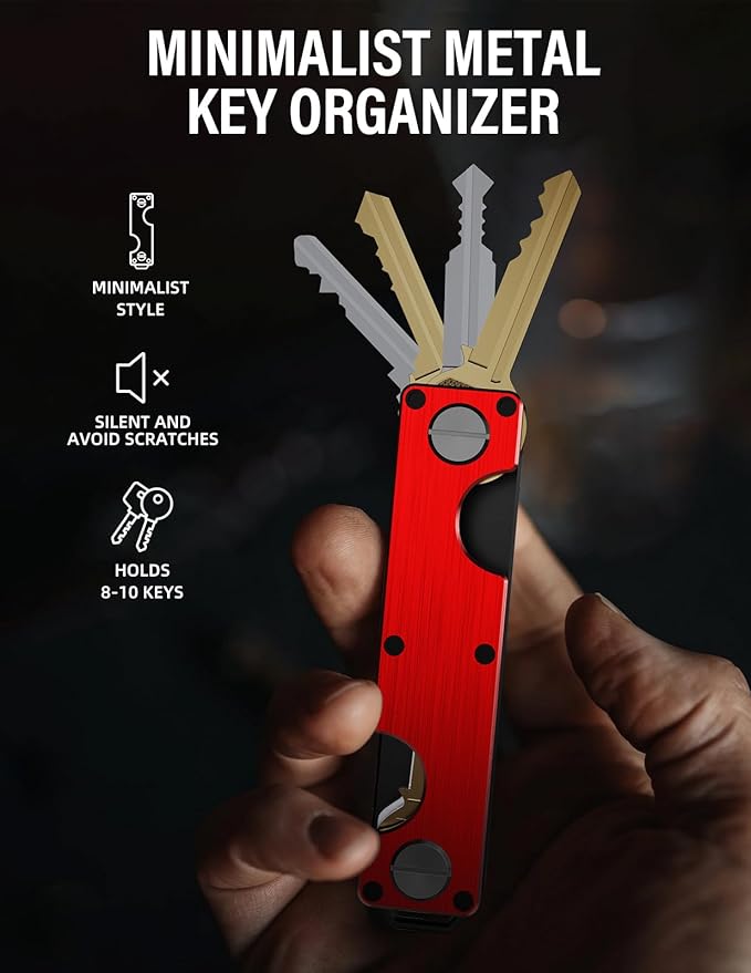Key Organizer Key Holder Compact Key Case Minimalist Metal Key Chain Key Holder for Keychain Secures 8-10 Keys EDC