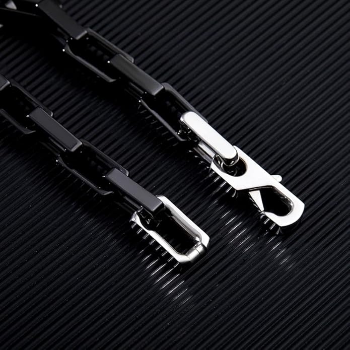 EVANYIZHOU Men's Cuban Link Bracelet - Black/Blue/White Ceramic Chain Bracelet for Men,Skin-Friendly & Durable,Gift for Husband, Dad (Valentine's, Christmas