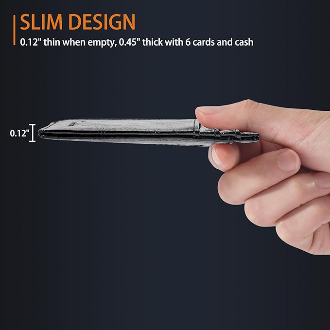 Travelambo Slim Wallet Front Pocket Minimalist Leather RFID Blocking Medium Size